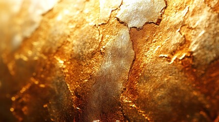 Golden textured surface, close-up, sunlight, background blur, design
