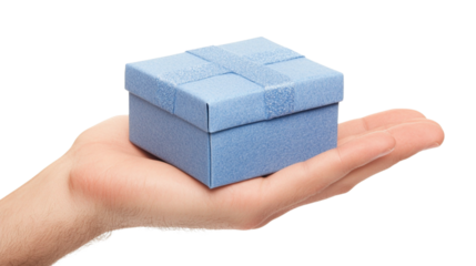 Mobile phone holding gift box isolated on white background
