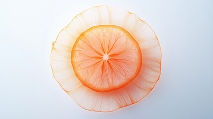 Abstract citrus slice, light orange,  isolated,  smooth,  white background,  studio shot