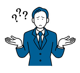 わからないのジェスチャーをするビジネスマンのイラスト