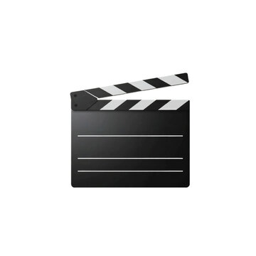 Blank movie clapper board isolated on transparent background.