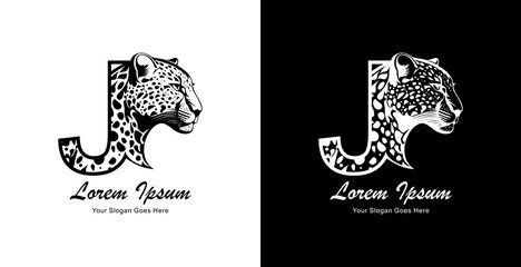 leopard head logo design combined with the letter J © Yohanes