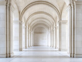 Fototapeta premium A legislative hall with large stone arches framing the entrance. Featuring strength and stability