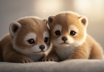 Obraz premium Two cute baby raccoons.