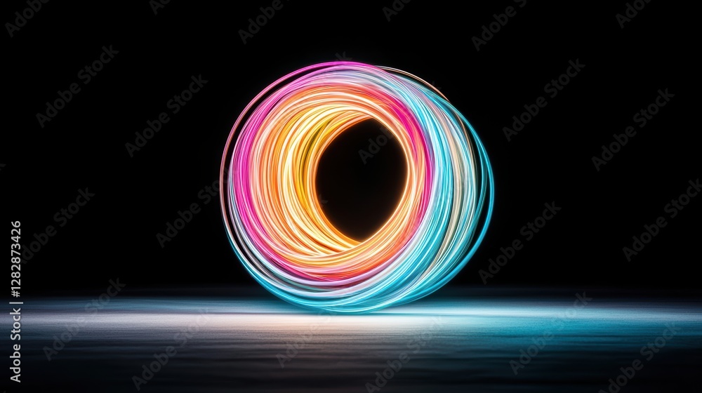 Poster light painting photograph created by moving a light source in front of the camera, resulting in abst