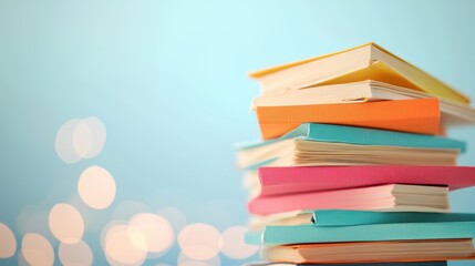 A stack of accounting books and ledgers, neatly organized and color-coded, showcasing the importance of accurate record-keeping, financial transparency, and compliance.