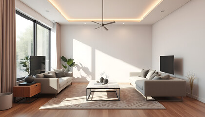 Fototapeta premium Minimalist Modern Living Room Design
