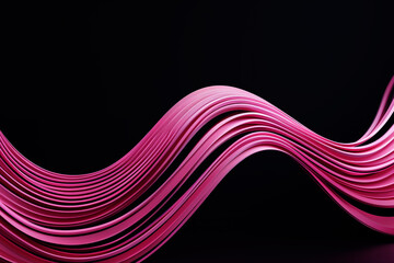 Elegant Wavy Pink Strips Flowing on Black Background