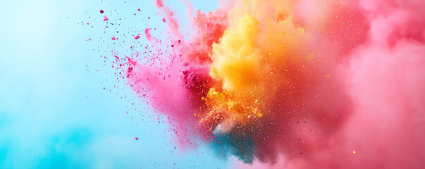 Fototapeta premium Dramatic explosion of colorful powder creating vibrant cloud effect