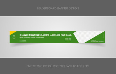 Fototapeta premium leaderboard 728x90 template banner design with abstract background for promotion website social media 