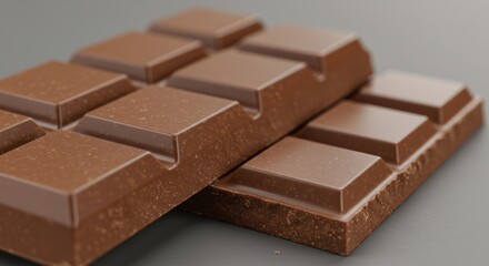 Fototapeta premium Two chocolate bars lying side by side show off their creamy texture