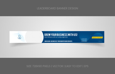 leaderboard 728x90 template banner design with abstract background for promotion website social media 