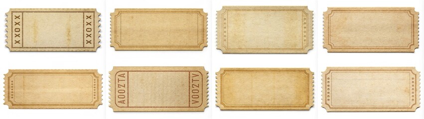 A collection of tickets with the numbers 1 through 9 on them. The tickets are old and worn, and they appear to be from a carnival or amusement park