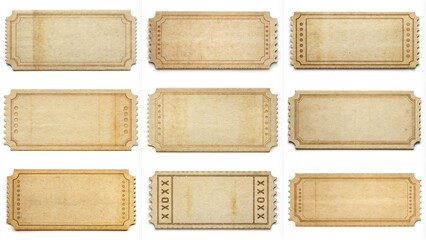 A collection of tickets with the letters X and O on them. The tickets are old and worn, and they appear to be from a time when paper tickets were more common. The tickets are arranged in a row