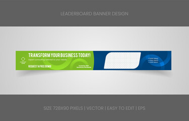 leaderboard 728x90 template banner design with abstract background for promotion website social media 