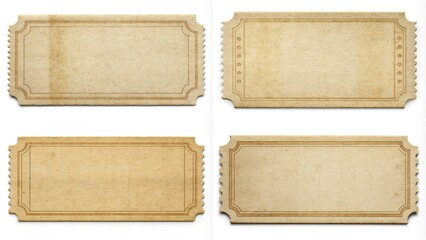 Four tickets with a blank space in the middle. The tickets are old and worn. The blank space in the middle of the tickets suggests that they are waiting to be filled in