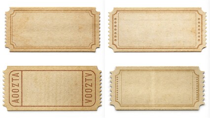 A set of four tickets with the word "vota" on them. The tickets are old and worn, and they appear to be from a time when paper tickets were more common. The tickets are rectangular in shape