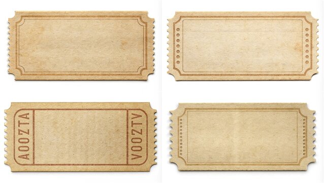 A set of four tickets with the word "vota" on them. The tickets are old and worn, and they appear to be from a time when paper tickets were more common. The tickets are rectangular in shape