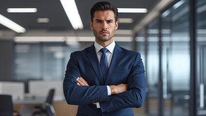 Corporate Professional in Stylish Glasses Adjusting Frames with a Sharp Business Attitude