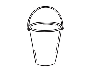 bucket doodle hand drawn icon. Outline drawing metal or plastic bucket line clipart symbol