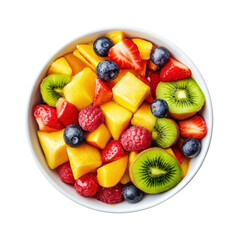 Obraz premium Fruit salad in white bowl isolated on transparent or white background, png