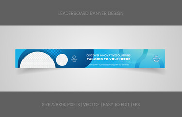 leaderboard 728x90 template banner design with abstract background for promotion website social media 