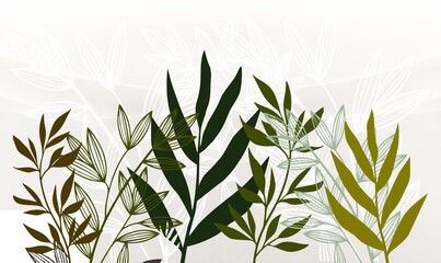 Tropical Tree Leaves Art Printable Design Art BG Design 821-2.eps