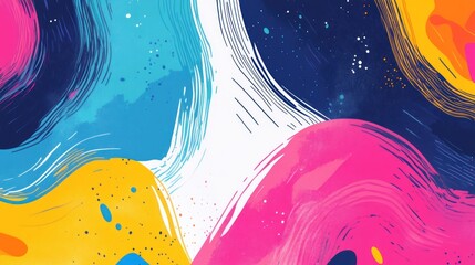 Abstract colorful paint strokes on white background with dynamic movement
