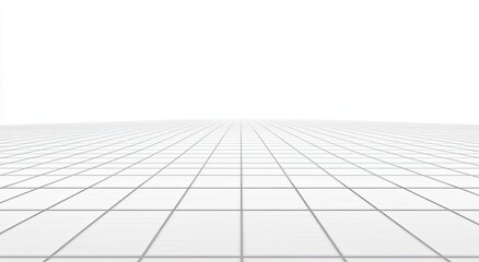 Perspective view of a gridded floor, plain background