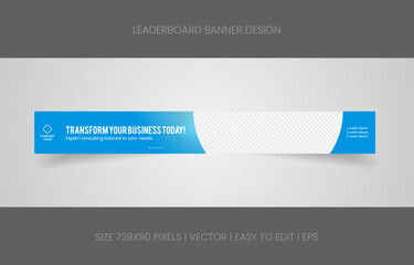leaderboard 728x90 template banner design with abstract background for promotion website social media 