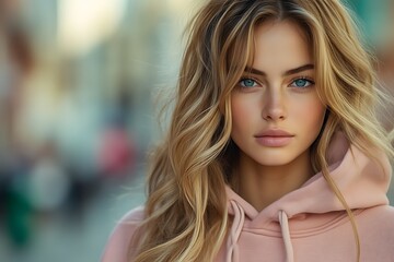 Obraz premium Urban Beauty, Blonde, Looking, City Background