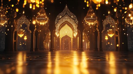 Fototapeta premium four red lanterns, with a red and black gradient background with a Chinese New Year motif. with the concept of bokeh light.