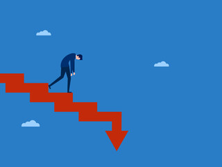 Businessman on the Ladder Leading to Collapse