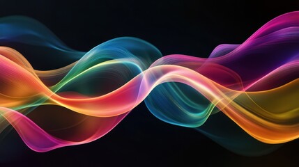 Abstract colorful waves on black background