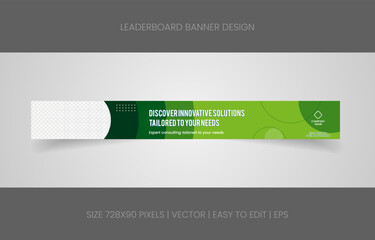 leaderboard 728x90 template banner design with abstract background for promotion website social media 