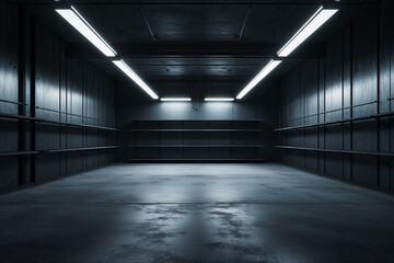 Industrial Empty Room with Shelving