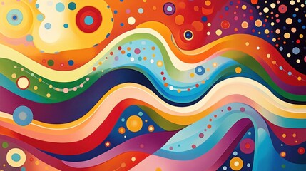 Abstract colorful wavy background with dots and circles