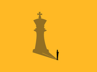 Confident Concept ,Businessman Standing with Shadow of Chess King