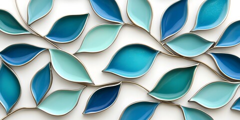 Blue and Green Leaf Shaped Dishes Arranged Artistically