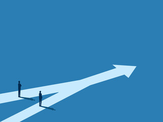 Inspiration, Two businessmen walk different business paths but have the same destination