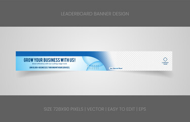 leaderboard 728x90 template banner design with abstract background for promotion website social media 