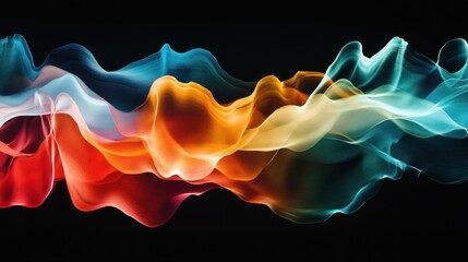 Abstract colorful wavy lines on black background