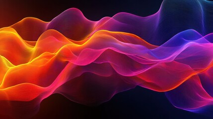 Abstract colorful wavy lines on dark background