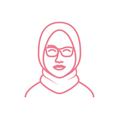 beauty woman Muslim with sunglasses design vector illustration template