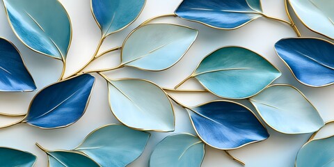 Elegant Blue and Green Leaf Wall Decor