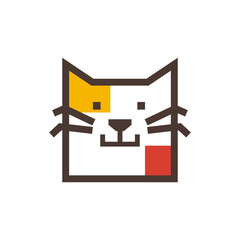 square head cat logo design vector illustration template