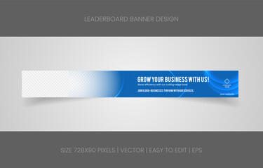 leaderboard 728x90 template banner design with abstract background for promotion website social media 