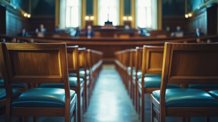 A legislative hall with lawmakers debating minimum wage increase policies. Featuring economic justice and legislative reforms
