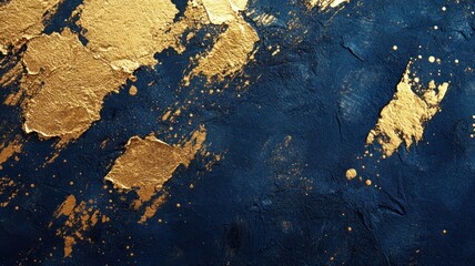 Obraz premium abstract dark blue and gold textured surface, artistic cracked paint effect with rich metallic hues