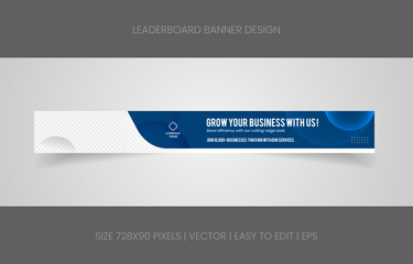 leaderboard 728x90 template banner design with abstract background for promotion website social media 